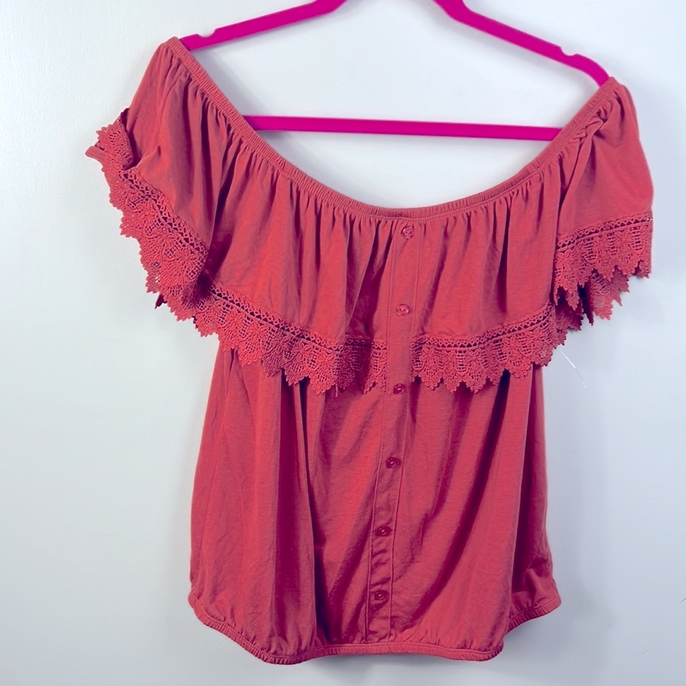 Off Shoulder Crochet Details Blouse